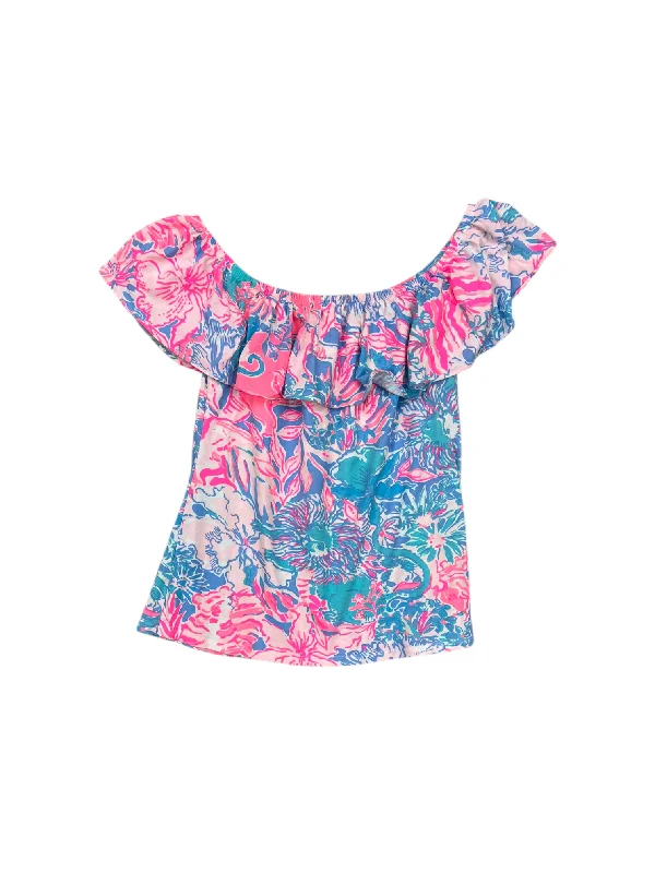 Cozy Lounge Wear Top Short Sleeve By Lilly Pulitzer In Floral Print, Size: M