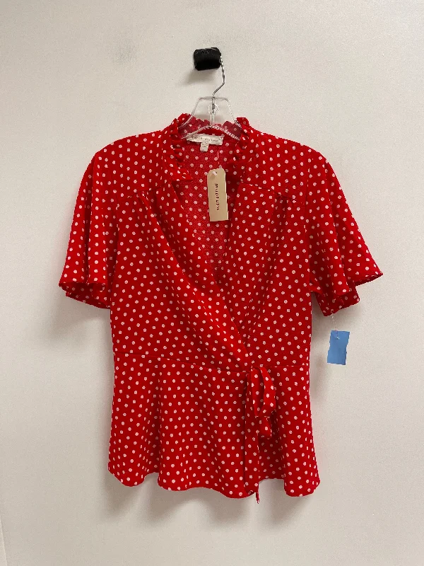 Stylish Ease Top Short Sleeve By Monteau In Red & White, Size: L