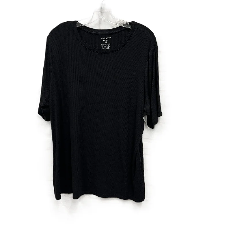Comfortable And Cold-proof Top Short Sleeve By Nine West In Black, Size: 2x
