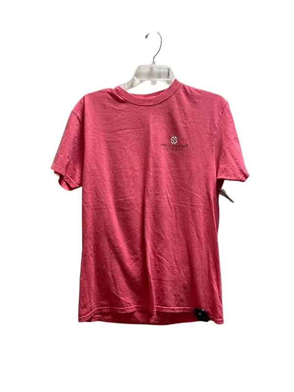 Wandering freely Top Short Sleeve By Simply Southern In Pink, Size: M
