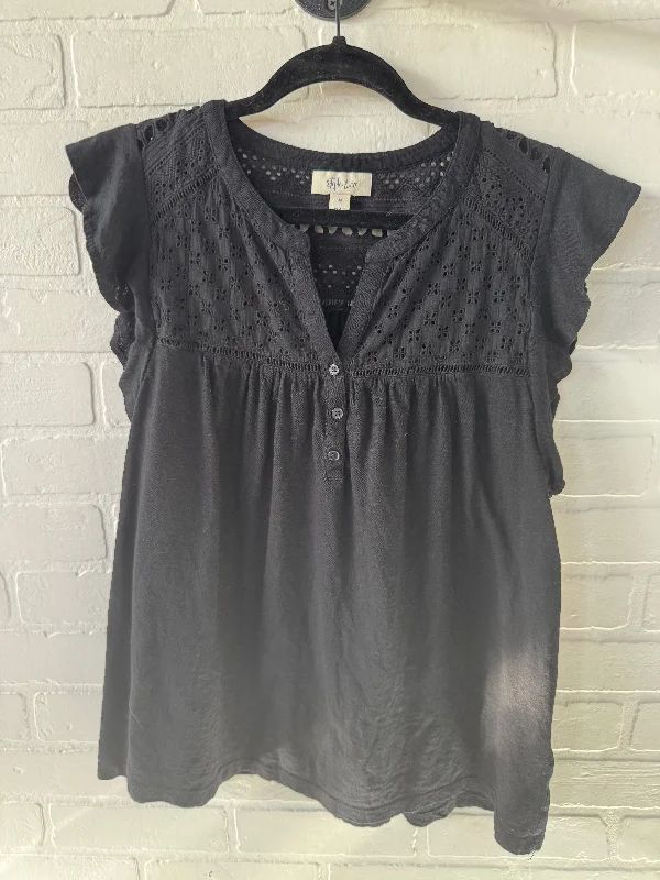 Fresh And Simple Top Short Sleeve By Style And Company In Black, Size: M