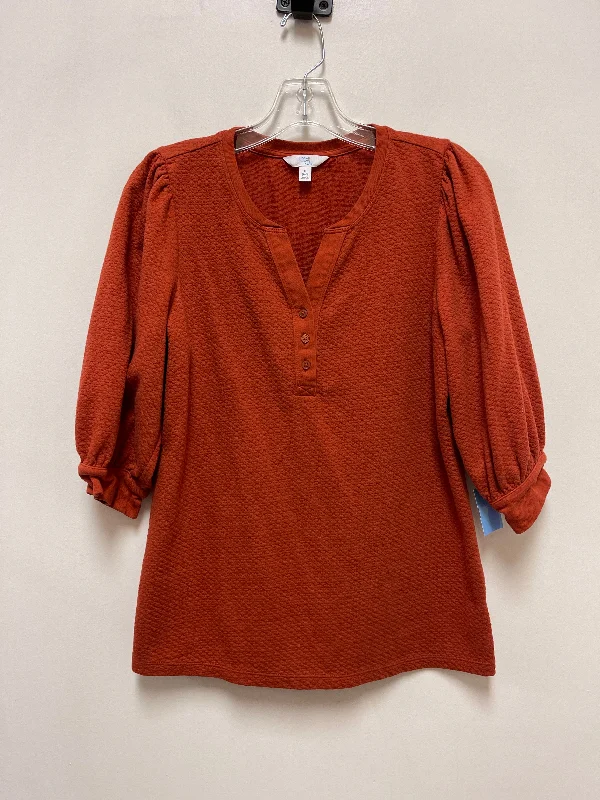 Everyday Style Top Short Sleeve By Time And Tru In Orange, Size: S