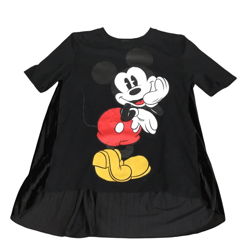 Retro Fashion Top Short Sleeve By Zara In Black & Red, Size: S