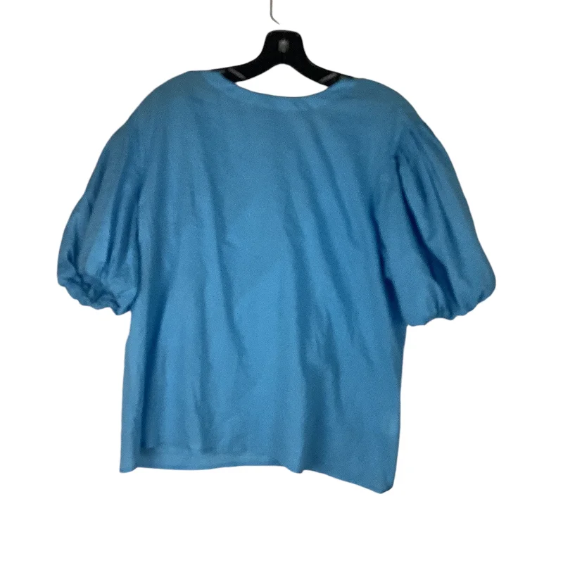 Designer Style Top Short Sleeve Designer By Cmc In Blue, Size: M
