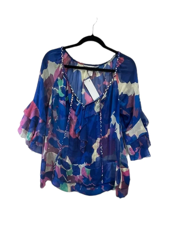 Comfortable Tops Top Short Sleeve Designer By Diane Von Furstenberg In Blue & Pink, Size: M