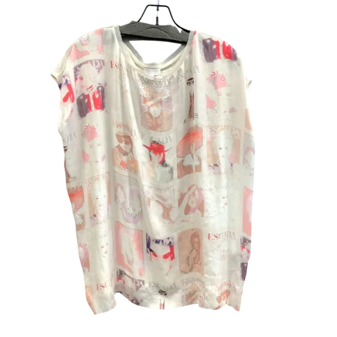 Luxury Style Top Short Sleeve Designer By Escada In White, Size: L