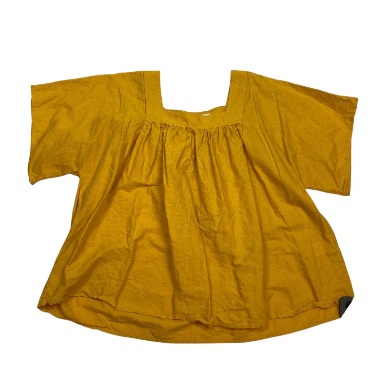 Versatile Wear Top Short Sleeve Designer By Frye In Yellow, Size: M