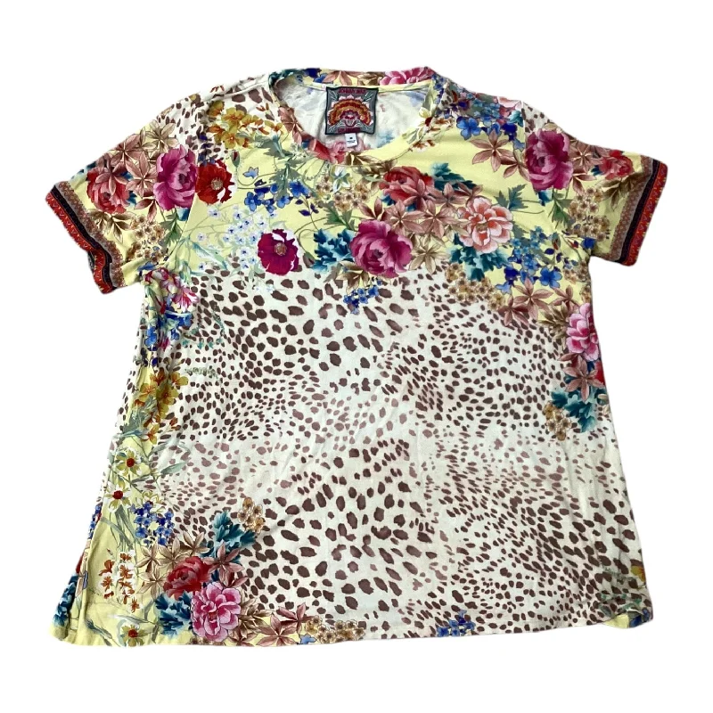 Exclusive Customization Top Short Sleeve Designer By Johnny Was In Floral Print, Size: M
