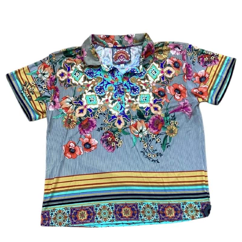 Classic Items Top Short Sleeve Designer By Johnny Was In Multi-colored, Size: S
