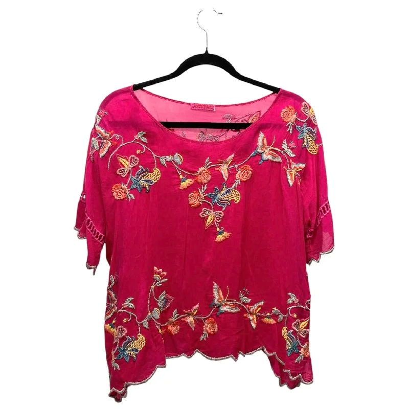 Summer Comfort Top Short Sleeve Designer By Johnny Was In Pink, Size: S