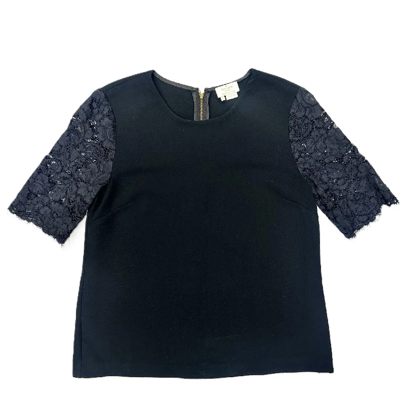 Retro Design Top Short Sleeve Designer By Kate Spade In Black, Size: S