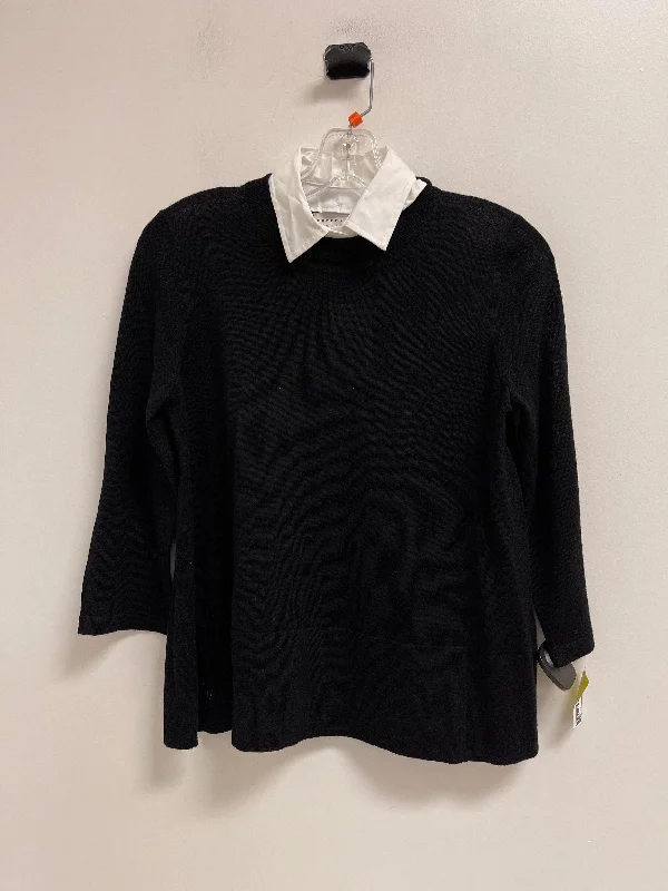 Knitted Design Top Short Sleeve Designer By Kate Spade In Black, Size: Xs