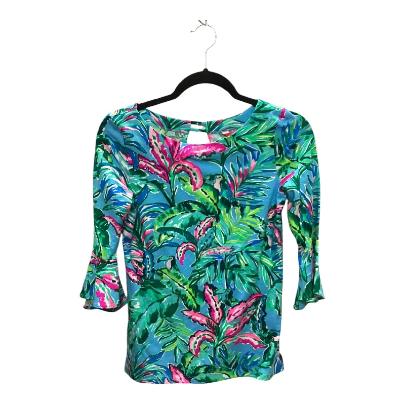 Comfy Dress Top Short Sleeve Designer By Lilly Pulitzer In Blue & Green, Size: Xxs
