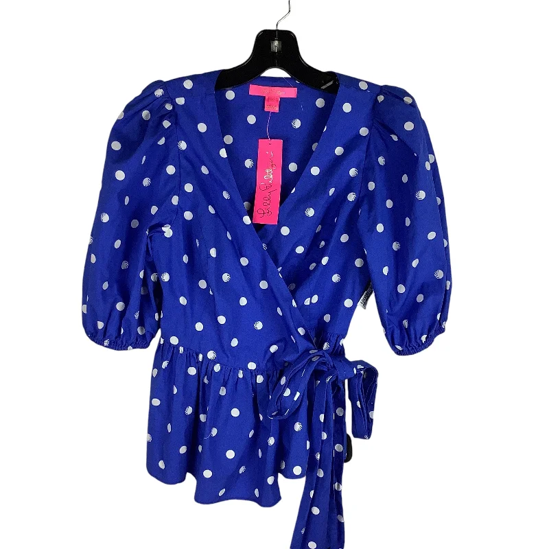 Low-key Luxury Top Short Sleeve Designer By Lilly Pulitzer In Blue, Size: 0
