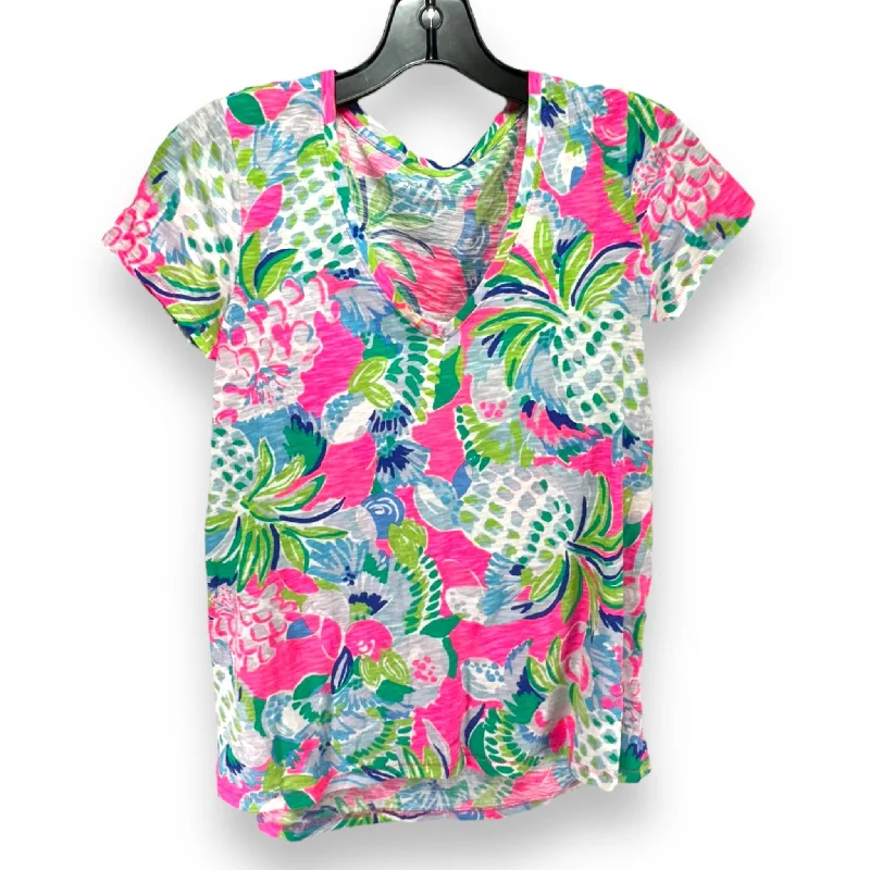 Comfortable Fitwear Etta V-Neck Top Designer By Lilly Pulitzer In Multi Tropical Beachy, Size: XS Comfortable Fitwear Etta V-Neck Top Designer By Lilly Pulitzer In Multi Tropical Beachy, Size: XS