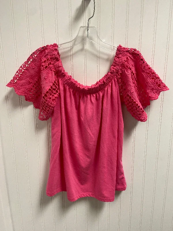 Knowledge And Elegance Top Short Sleeve Designer By Lilly Pulitzer In Pink, Size: M