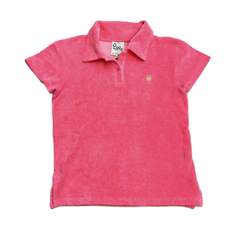 Elegant Temperament Top Short Sleeve Designer By Lilly Pulitzer In Pink, Size: M