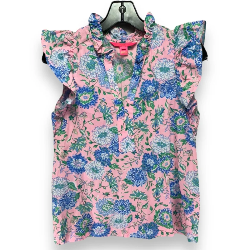 Soft Relaxation Wear Klaudie Ruffle Sleeve Cotton Top Designer By Lilly Pulitzer In Conch Shell Pink Rumor Has It, Size: XS Soft Relaxation Wear Klaudie Ruffle Sleeve Cotton Top Designer By Lilly Pulitzer In Conch Shell Pink Rumor Has It, Size: XS