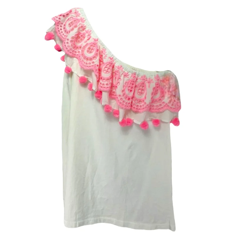 Elegant And Casual Idara One-Shoulder Top Designer By Lilly Pulitzer In Resort White, Size: S