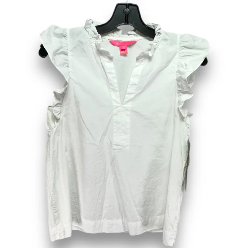 Windbreaker fashion Klaudie Ruffle Sleeve Designer By Lilly Pulitzer In Resort White, Size: XS Windbreaker fashion Klaudie Ruffle Sleeve Designer By Lilly Pulitzer In Resort White, Size: XS