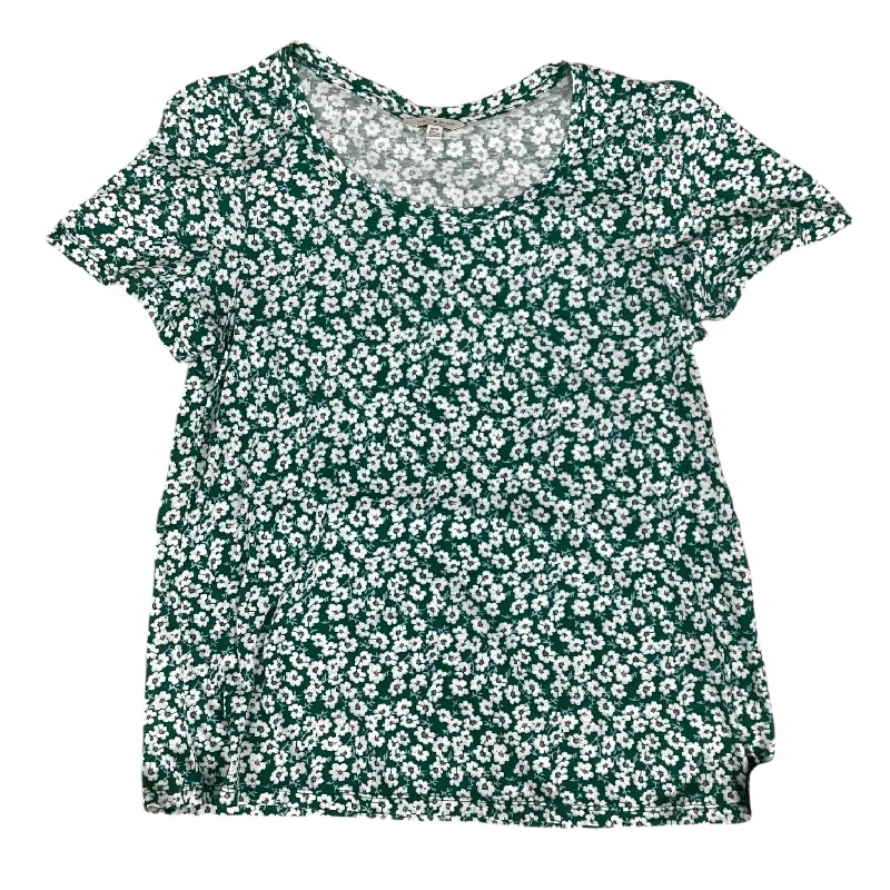 Casual Fit Top Short Sleeve Designer By Lucky Brand In Floral Print, Size: M