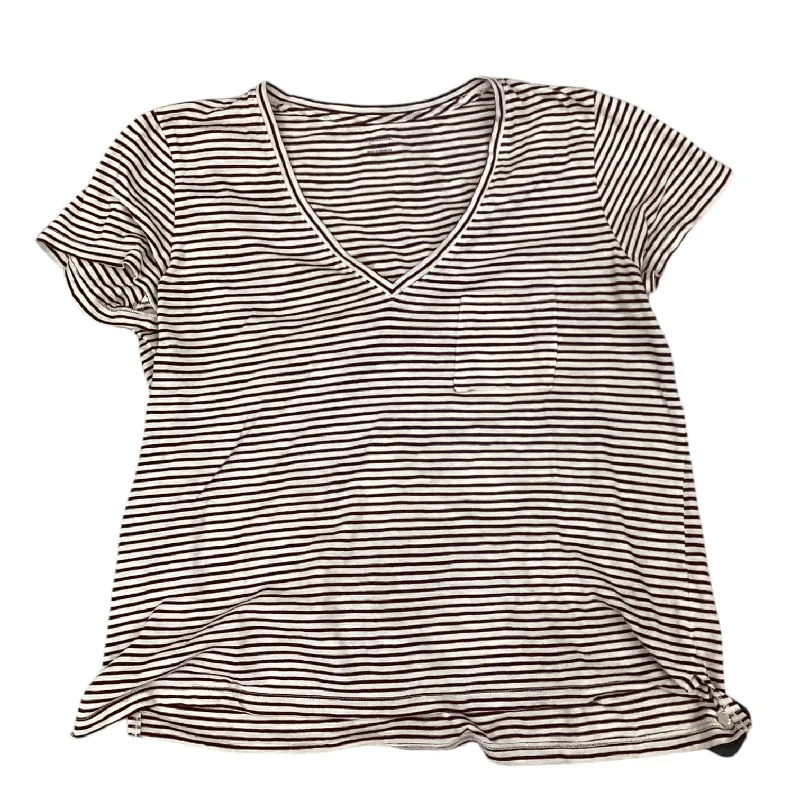 Comfortable down Top Short Sleeve Designer By Madewell In Red & Tan, Size: L