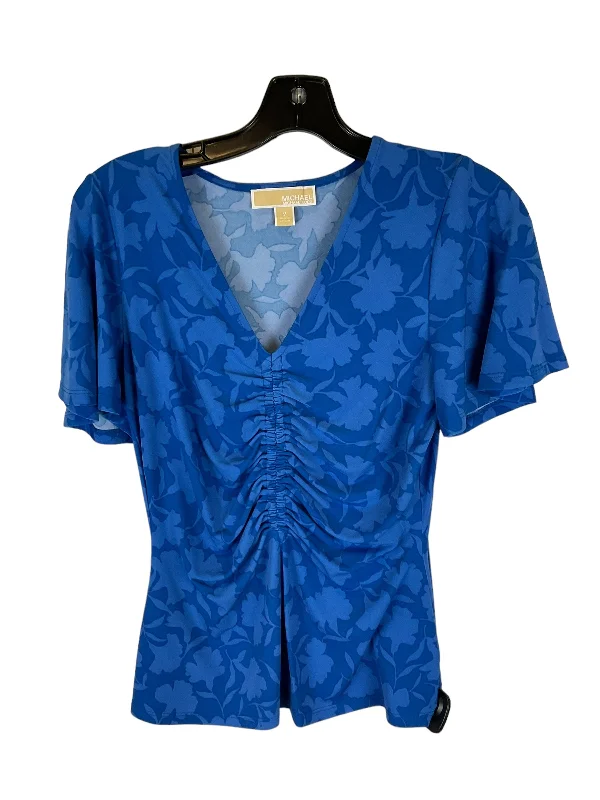 Warm Winter Series Top Short Sleeve Designer By Michael By Michael Kors In Blue, Size: M