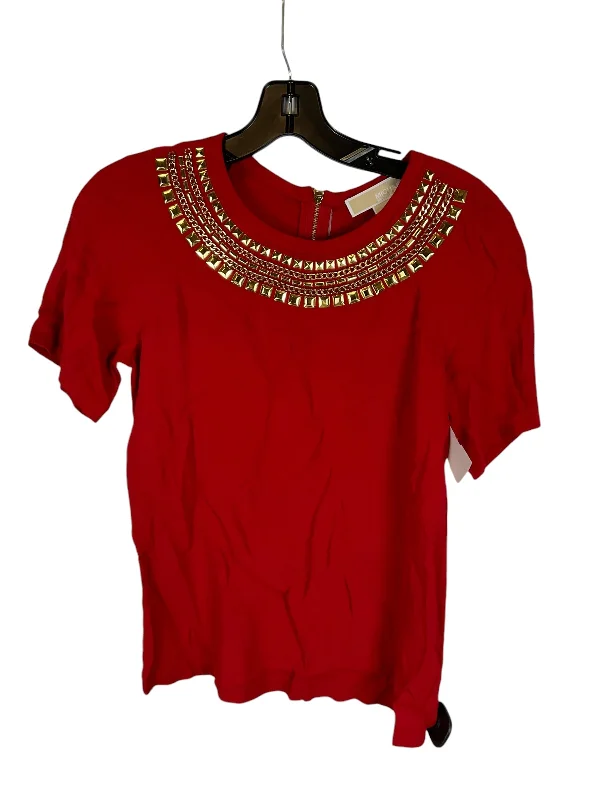 Comfortable Jackets Top Short Sleeve Designer By Michael By Michael Kors In Red, Size: S