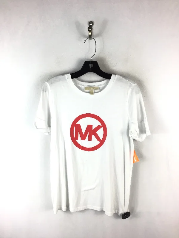 Light Layers Top Short Sleeve Designer By Michael By Michael Kors In Red & White, Size: S
