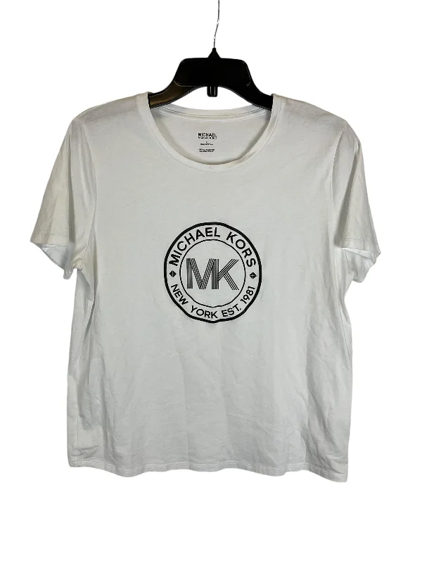 Simple Elegance Top Short Sleeve Designer By Michael By Michael Kors In White, Size: Xl
