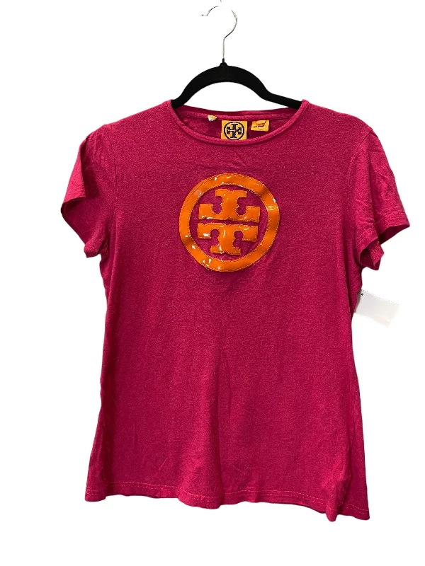Classic Top Short Sleeve Designer By Tory Burch In Orange & Pink, Size: S
