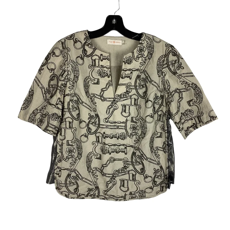 Celebrity Style Top Short Sleeve Designer By Tory Burch In Tan, Size: 6