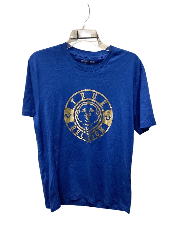 Fashion Touch Top Short Sleeve Designer By True Religion In Blue, Size: L