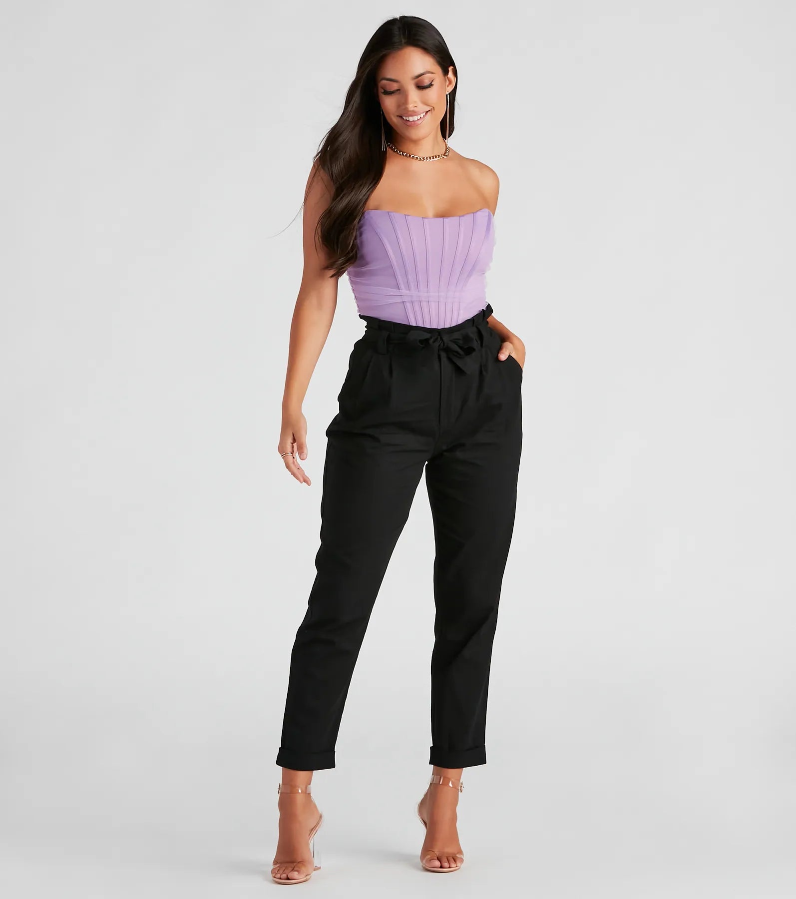Personalized Design Trendy And Tapered High Waist Paperbag Pants