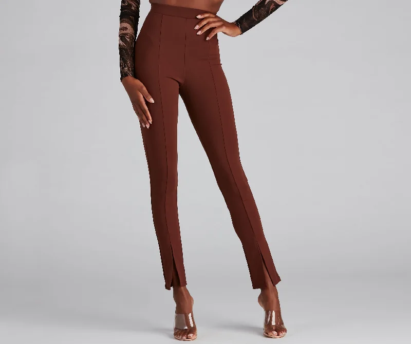 Soft Trends Trendy Split Hem High-Rise Pants