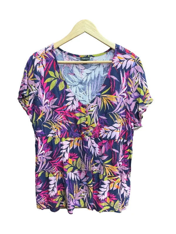 Must-have For Fashion Tropical Print Top Short Sleeve Torrid, Size 1x