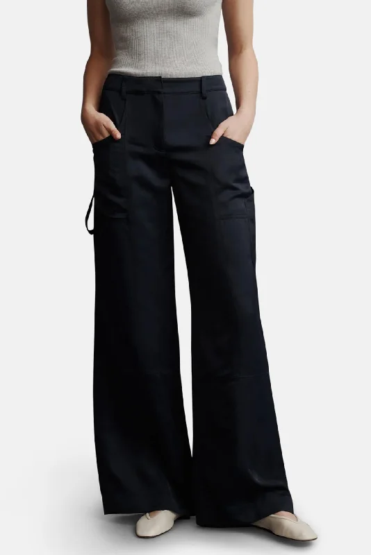 Fashion Wear Chrystie Street Pant In Coated Viscose Linen Midnight