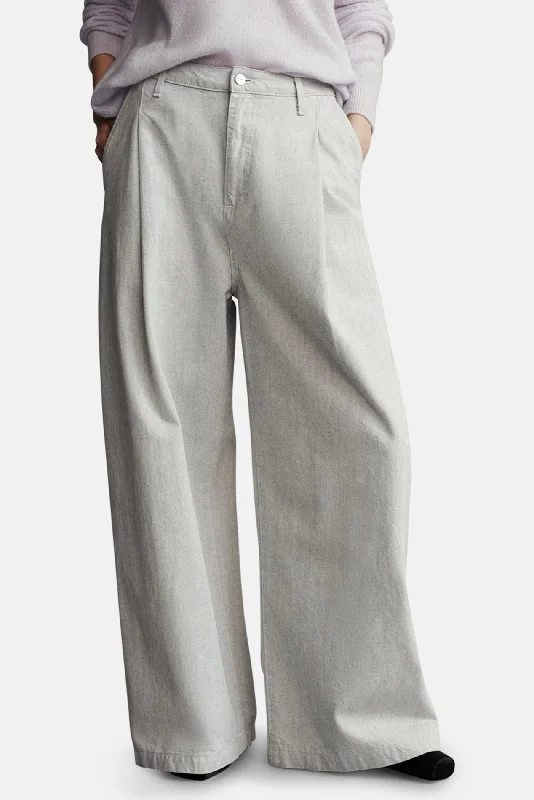 Elegant Casuals Greene St. Pant In Linen Cotton Denim Light Grey
