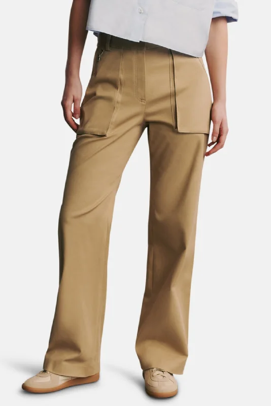 Personal Charm Isa Pant In Stretch Cotton Twill Khaki