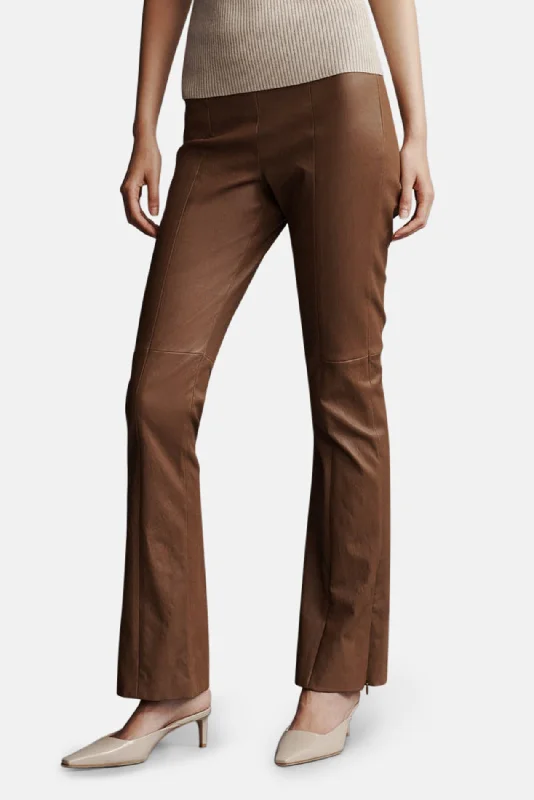 Light Layers Skinny Love Pant In Stretch Leather Tobacco