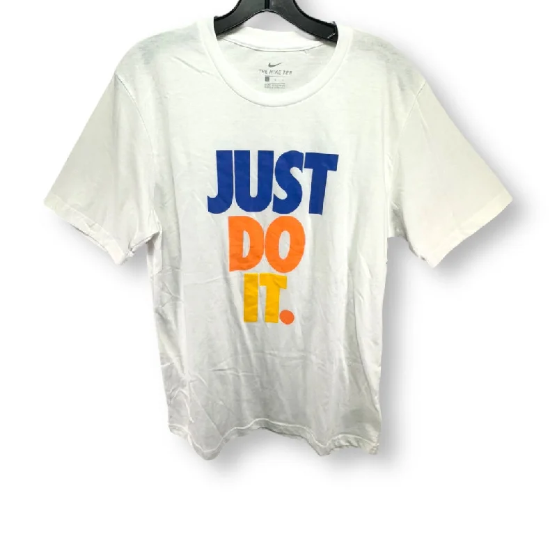 High-quality Fabrics White Athletic Top Short Sleeve Nike Apparel, Size L
