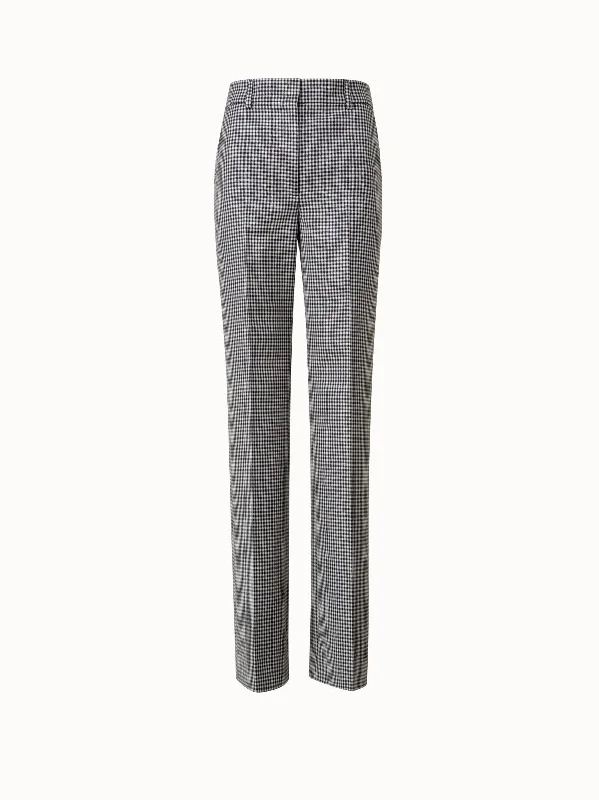 Unique Prints Wide Straight Leg Vichy Pants in Wool Double-Face