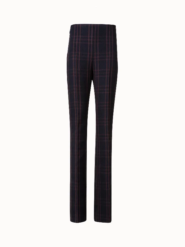 Fashion Touch Wool Double-Weave Bootcut Pants with Window Pane Check