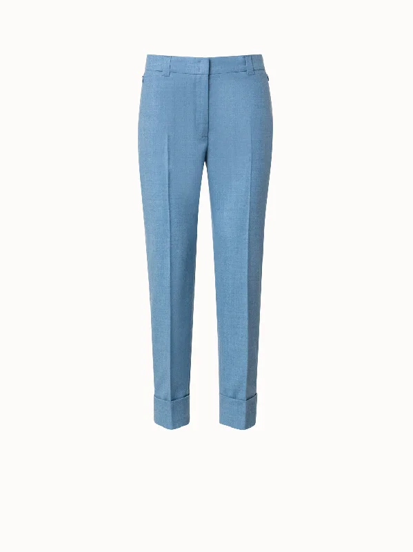 Relaxed Fit Wool Stretch Flannel Cropped Tapered Pants