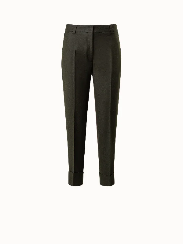 Elegant Outline Wool Stretch Flannel Cropped Tapered Pants