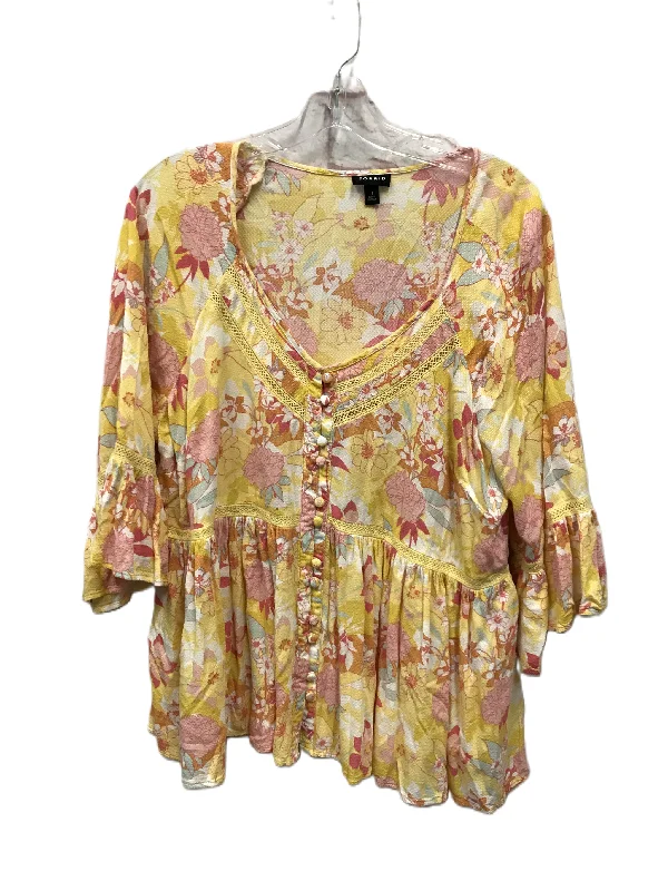 Fashion Classic Yellow Top Short Sleeve By Torrid, Size: 1x