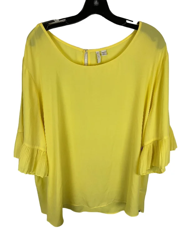 Comfortable Lifestyle Yellow Top Short Sleeve Cato, Size 4x