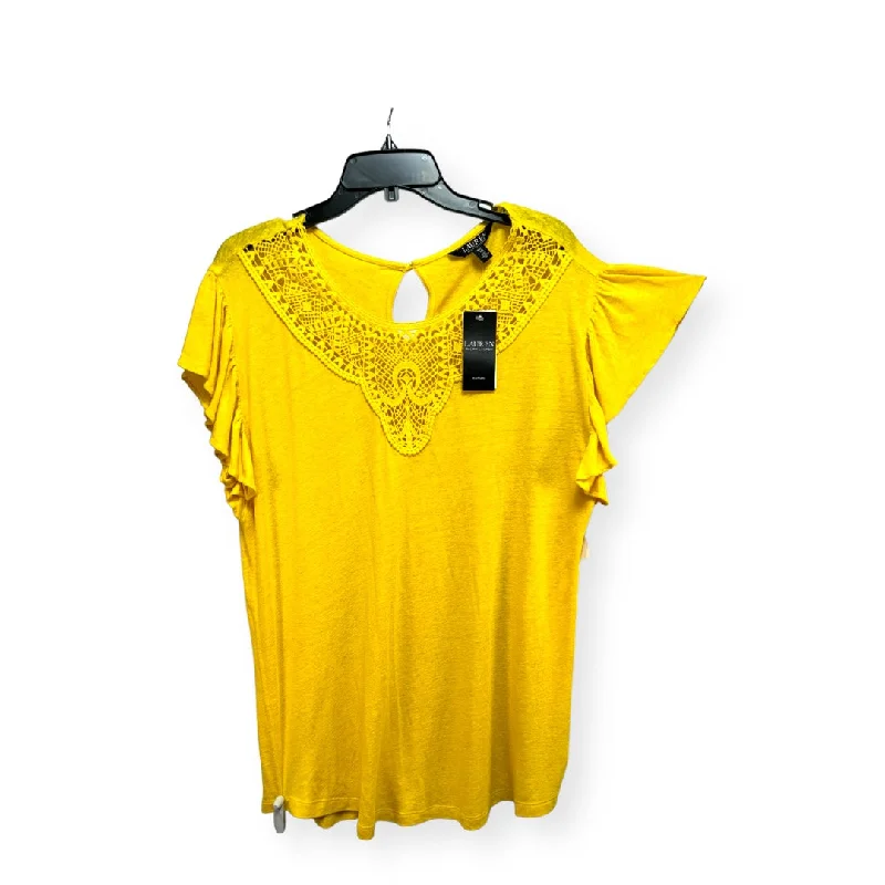Relaxed Fashion Yellow Top Short Sleeve Lauren By Ralph Lauren, Size 1x