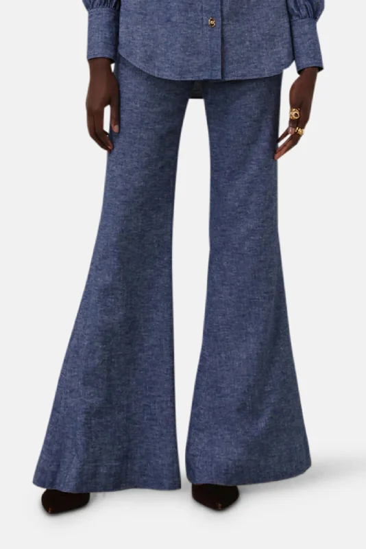 Comfortable Lifestyle Eden Chambray Flare Pant Chambray