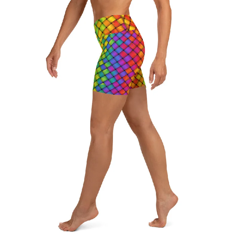 Exclusive Customization 3D Rainbow Pattern Yoga Shorts